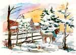 Winter Horses Painting by Denise Brown