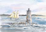 Whaleback Lighthouse Painting by Denise Brown